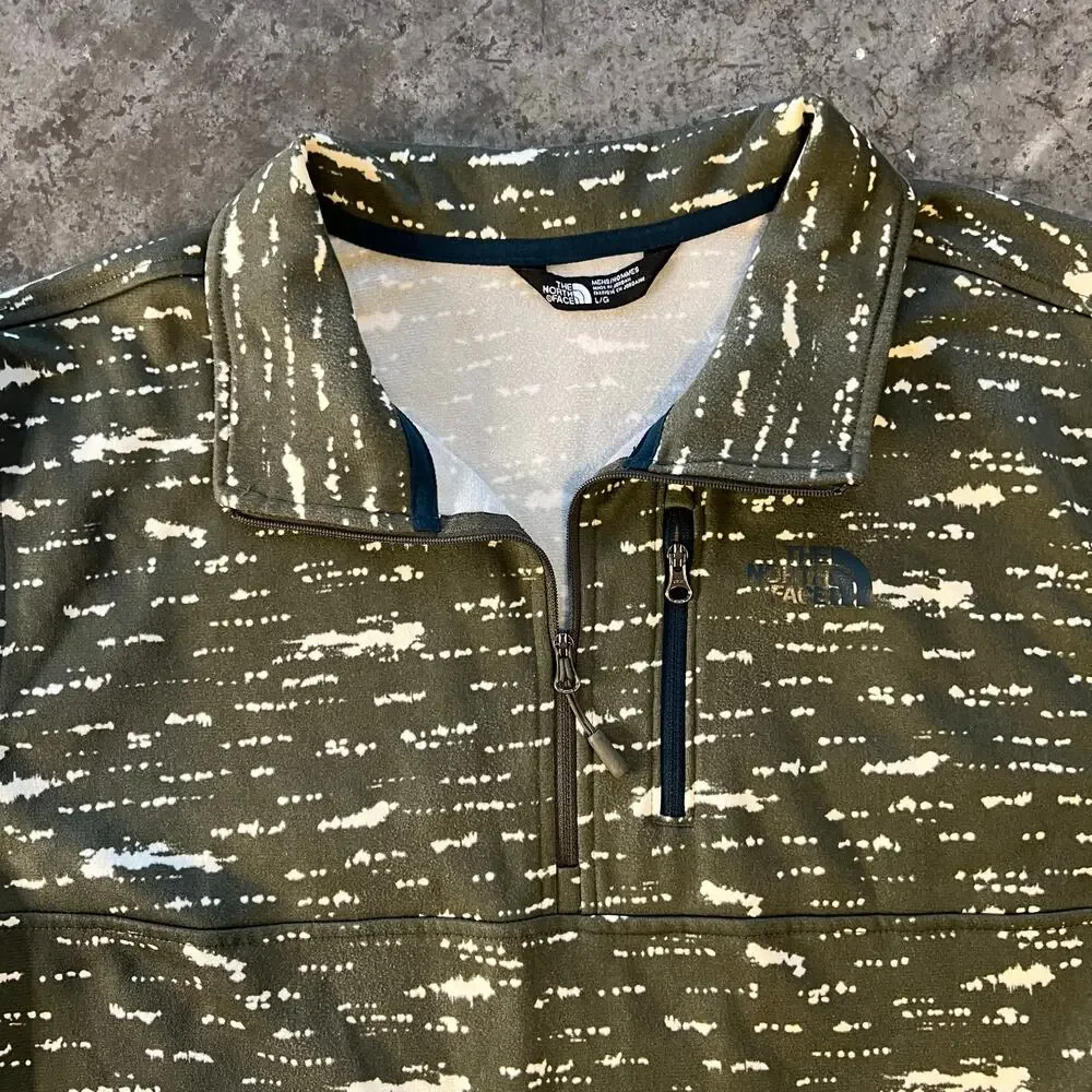 The North Face TKA Glacier Abstract Olive Fleece Pullover Size L Gorpcore